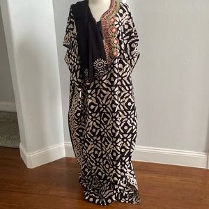 Embroidered Caftan Cotton Boho‎ Kurti Beach Dress Size OS NEW